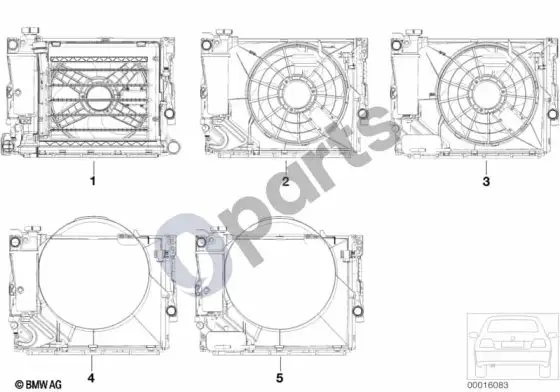 BMW 3 E46 aušinimo blokas (E46 316IN42, E46 318IN42, E46 318CIN42, E46 318CIN46, E46 318IN46, E46 316IN46) – schema