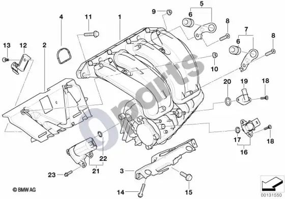 BMW 3 E46 įsiurbimo kolektoriaus sistema (E46 316IN42) – schema