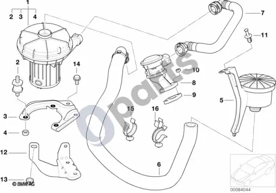 BMW 3 E46 išmetamųjų dujų valymo oro siurblys (E46 316TIN40, E46 316TIN42, E46 318TIN42, E46 316IN42, E46 318IN42, E46 316IN40, E46 316CIN40, E46 318CIN42) – schema