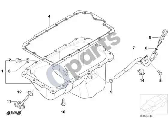 BMW 3 E46 alyvos karteris / alyvos lygio matuoklis (E46 316TIN42, E46 318TIN42, E46 316IN42, E46 318IN42, E46 318CIN42, E46 318CIN46, E46 318IN46, E46 316IN46, E46 316TIN46, E46 318TIN46) – schema