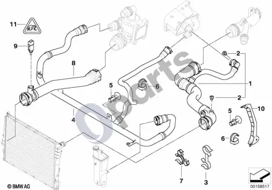 BMW 3 E46 vandens žarnos (E46 316TIN42, E46 318TIN42, E46 318IN42, E46 318CIN42) – schema