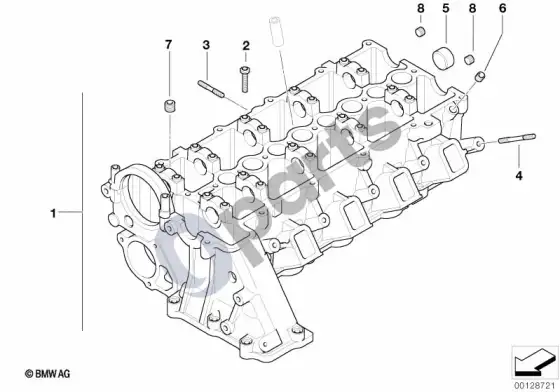 BMW 3 E46 cilindrų galvutė (E46 318DM47) – schema