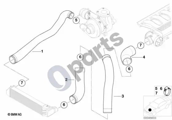 BMW 3 E46 įsiurbimo kolektorius / pripūtimo oro kanalas (E46 318DM47) – schema
