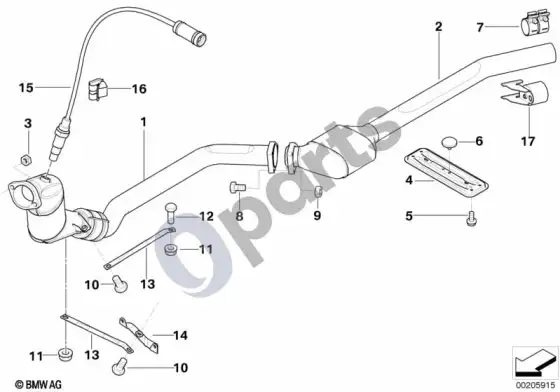 BMW 3 E46 dyzelinio variklio katalizatorius (E46 318DM47N) – schema