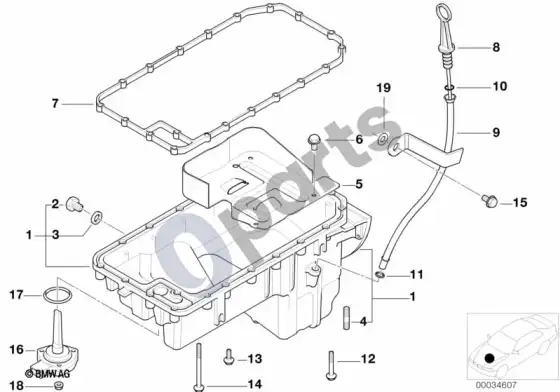 BMW 3 E46 alyvos karteris / alyvos lygio matuoklis (E46 318IM43) – schema