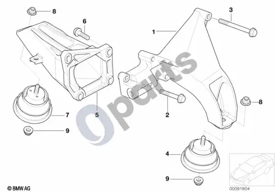 BMW 3 E46 variklio pakaba (E46 318TD, E46 318DM47N) – schema