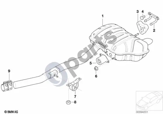 BMW 3 E46 galinis duslintuvas (E46 318TD) – schema