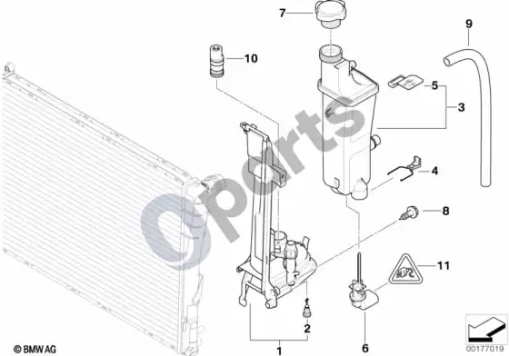 BMW 3 E46 išsiplėtimo bakelis / tvirtinimo plokštė (E46 318TD) – schema