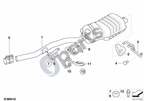 BMW 3 E46 galinis duslintuvas (E46 320CD) – schema
