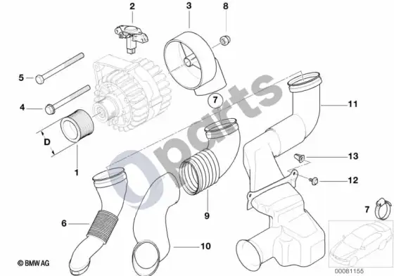 BMW 3 E46 generatoriaus dalys 90A valeo (E46 320CIM54, E46 320CI) – schema