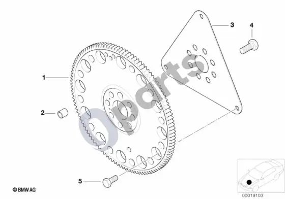 BMW 3 E46 automatinės pavarų dėžės smagratis (E46 320DM47) – schema