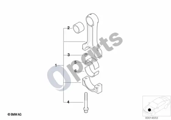 BMW 3 E46 alkūninis velenas, švaistikliai (E46 320DM47, E46 318DM47) – schema