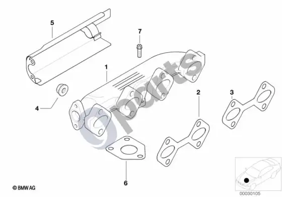 BMW 3 E46 išmetimo kolektorius – AGR (E46 320DM47, E46 318DM47) – schema