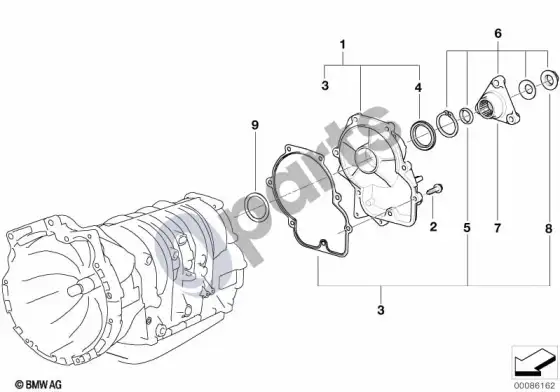 BMW 3 E46 A5S360R/390R išėjimo velenas – schema