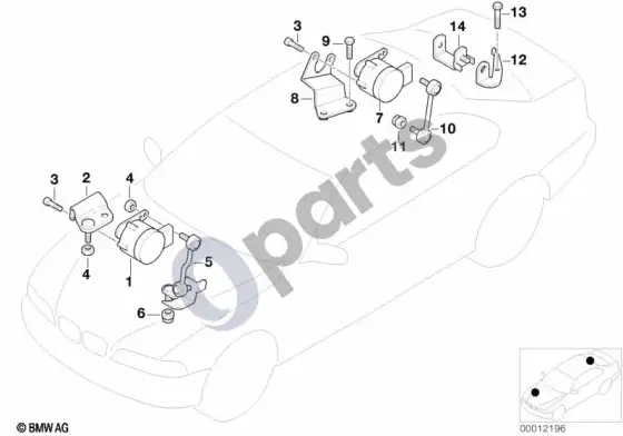 BMW 3 E46 žibintų aukščio reguliavimo jutiklis (E46 320DM47, E46 320IM54, E46 325I, E46 330I, E46 320DM47N, E46 316TIN40, E46 325TI, E46 316TIN42, E46 320TD, E46 318TD, E46 318TIN42, E46 316IN42, E46 318IN42, E46 316IN40, E46 320CIM54, E46 325CI, E46 330CI, E46 316CIN40, E46 318CIN42, E46 318CIM43, E46 316CIM43, E46 320CI, E46 320CD, E46 330CD, E46 316CIN45, E46 318CIN46, E46 330DM57N, E46 318DM47, E46 318DM47N, E46 318IN46, E46 316IN46, E46 316IN45, E46 316TIN45, E46 316TIN46, E46 318TIN46) – schema