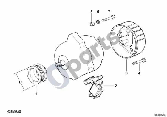 BMW 3 E46 generatoriaus dalys 120A/150A valeo (E46 320DM47) – schema