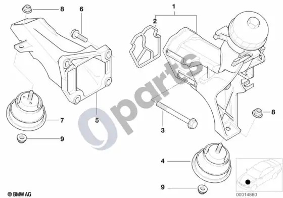 BMW 3 E46 variklio pakaba (E46 320DM47) – schema