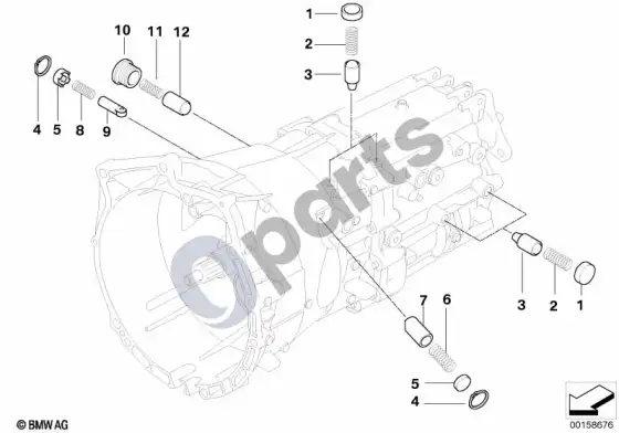 BMW 3 E46 GS6-37BZ/DZ pavarų perjungimo dalys (E46 320DM47N, E46 320TD) – schema