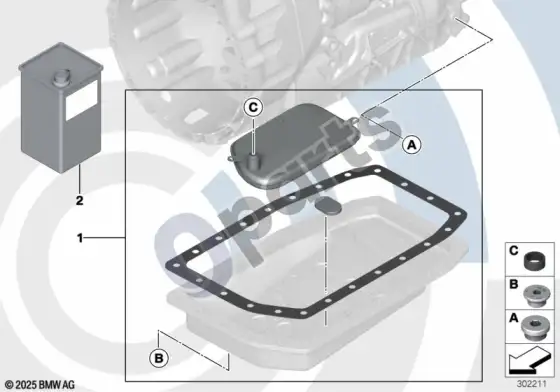 BMW 3 E46 automatinės pavarų dėžės skysčio keitimo rinkinys – schema