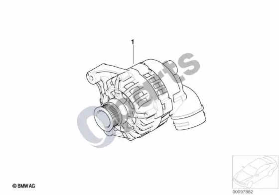 BMW 3 E46 kompaktiškas generatorius (E46 320IM54, E46 330I, E46 325XI, E46 325TI, E46 320CIM54, E46 330CI, E46 320CI, E46 330XI) – schema