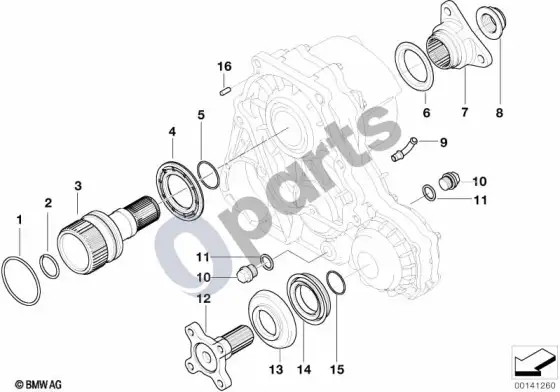 BMW 3 E46 atskiros dalys, išdalijimo dėžė NV 124 – schema