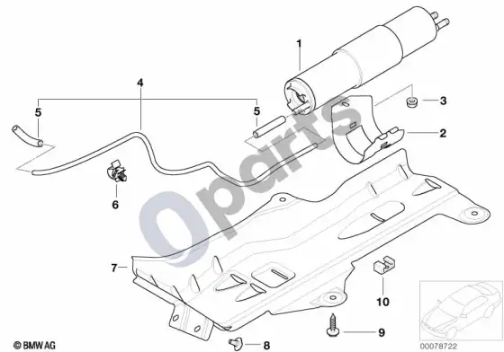 BMW 3 E46 degalų filtras, slėgio reguliatorius (E46 325XI, E46 330XI) – schema
