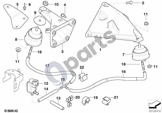 BMW 3 E46 variklio pakaba (E46 330CD, E46 330DM57N) – schema