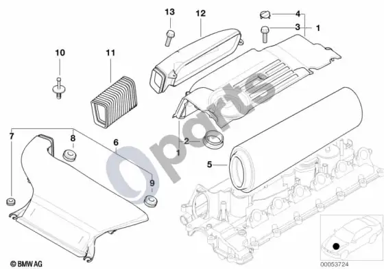 BMW 3 E46 įsiurbimo oro duslintuvas – schema