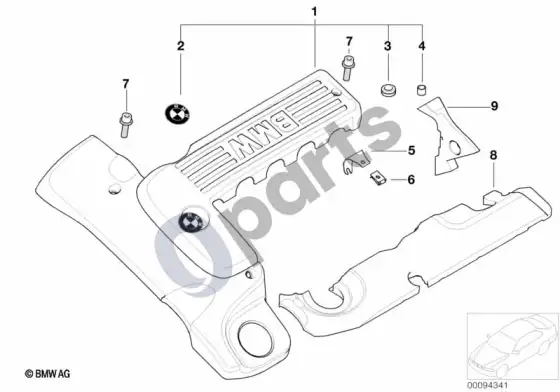BMW 3 E46 variklio akustika (E46 330DM57, E46 330XDM57) – schema