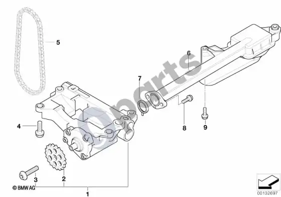 BMW 3 E46 tepimo sistema / alyvos siurblys su pavara (E46 330DM57) – schema