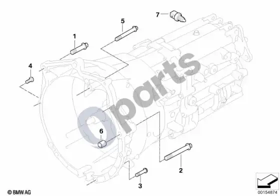 BMW 3 E46 pavarų dėžės tvirtinimo detalės – schema