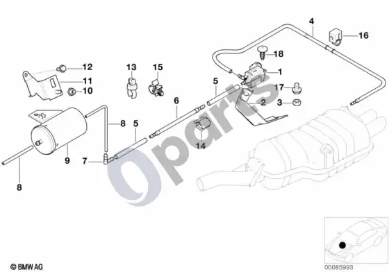 BMW 3 E46 vakuuminis valdymas, išmetimo sklendė (E46 330I) – schema