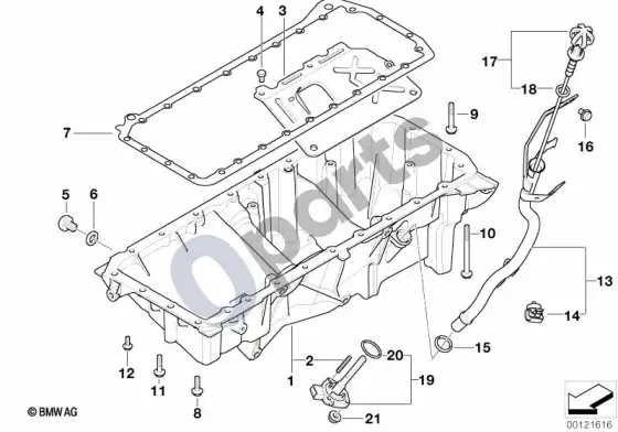 BMW 3 E46 alyvos karteris / alyvos lygio matuoklis (E46 330XDM57) – schema