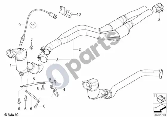 BMW 3 E46 dyzelinio variklio katalizatorius (E46 330XDM57N) – schema