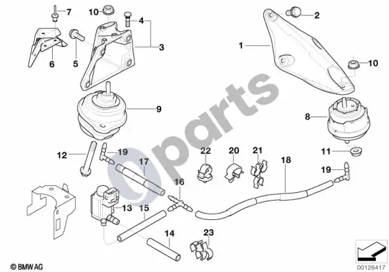 BMW 3 E46 variklio pakaba (E46 330XDM57N) – schema