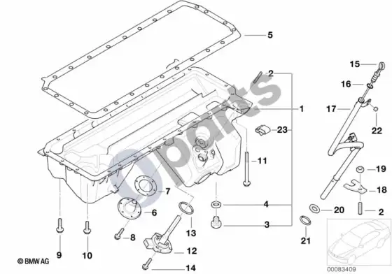 BMW 3 E46 alyvos karteris / alyvos lygio matuoklis (E46 M3) – schema
