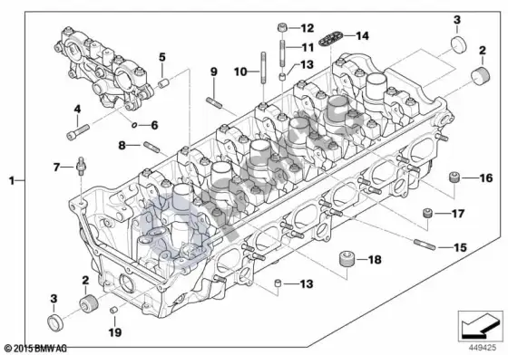 BMW 3 E46 cilindrų galvutė (E46 M3) – schema