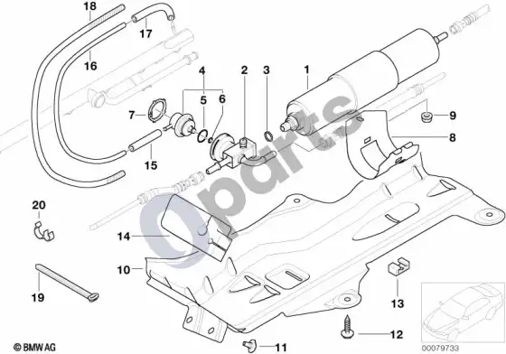 BMW 3 E46 degalų filtras, slėgio reguliatorius (E46 M3, E46 M3CSL) – schema
