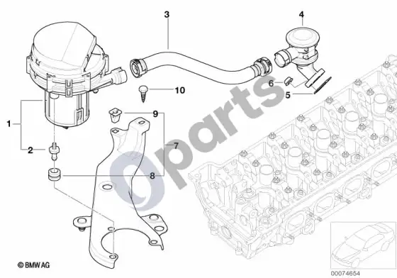 BMW 3 E46 išmetamųjų dujų valymo oro siurblys (E46 M3, E46 M3CSL) – schema