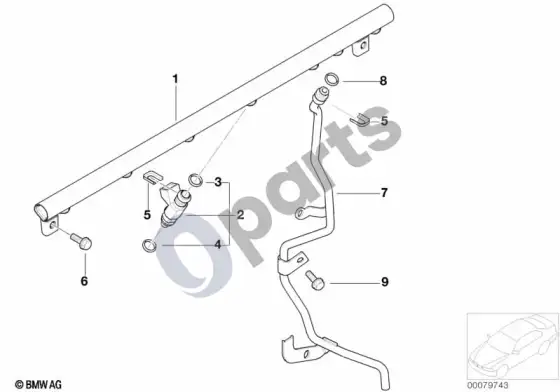 BMW 3 E46 kuro įpurškimo sistemos vožtuvai/vamzdeliai (E46 M3, E46 M3CSL) – schema