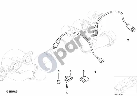BMW 3 E46 lambda zondo tvirtinimo detalės (E46 M3, E46 M3CSL) – schema