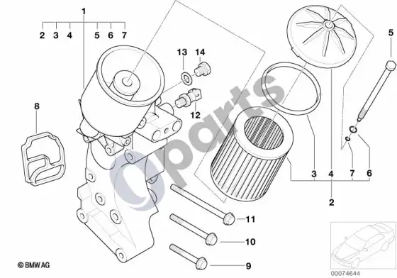 BMW 3 E46 tepimo sistema – alyvos filtras (E46 M3, E46 M3CSL) – schema