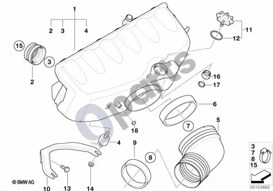 BMW 3 E46 įsiurbimo kolektoriaus sistema (E46 M3) – schema