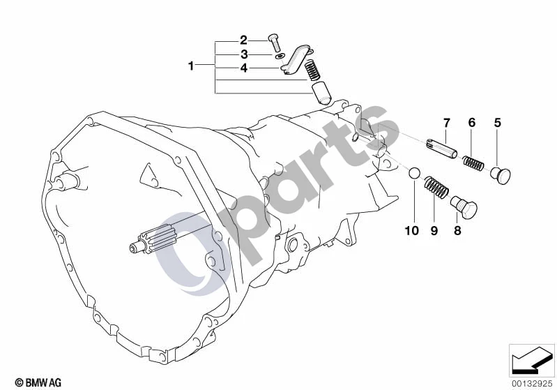 BMW 3 E46 (1998–2005) S6s420g vidinės pavarų perjungimo detalės (E46 M3) schema – pozicija 07: Fiksavimo kaištis