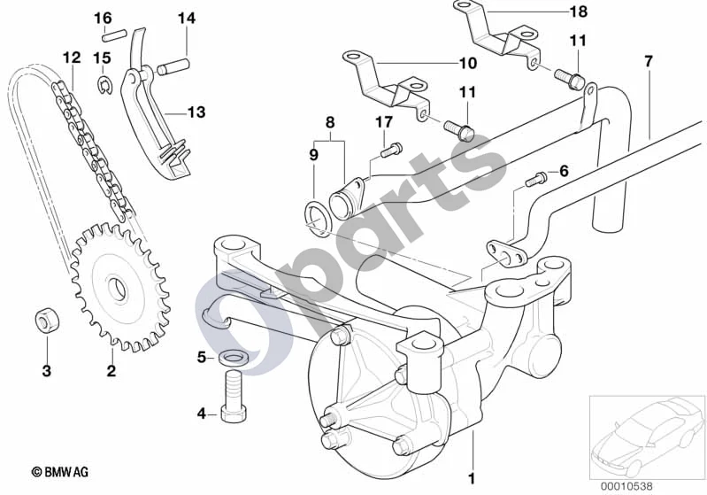 BMW 3 E46 (1998–2005) Tepimo sistema / Alyvos siurblys su pavara (E46 M3) schema – pozicija 08: Siurbimo vamzdis