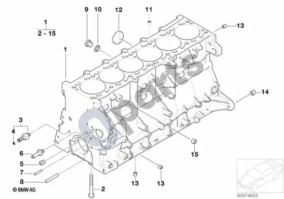 BMW 3 E46 variklio blokas (E46 M3) – schema