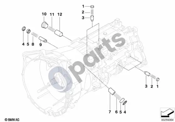 BMW 3 E46 GS6X37BZ vidinės pavarų perjungimo dalys; 2003.03 - ... – schema