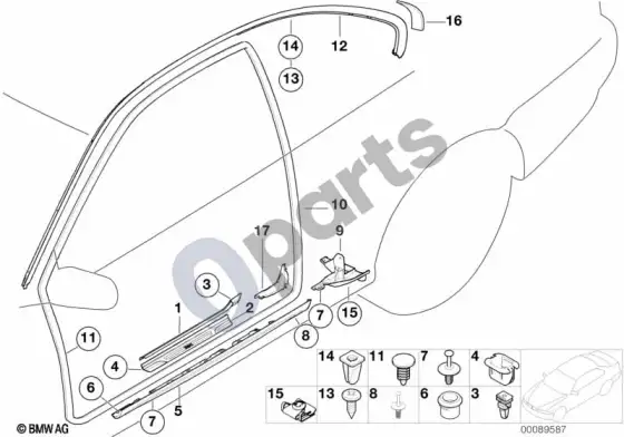 BMW 3 E46 įlipimo angos apdaila – schema