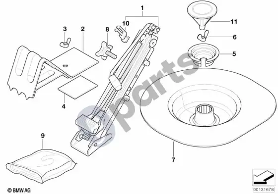 BMW 3 E46 įrankių komplektas/domkratas – schema