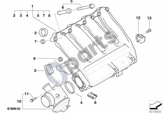 BMW 3 E46 įsiurbimo kolektorius EGR be sklendės valdymo – schema